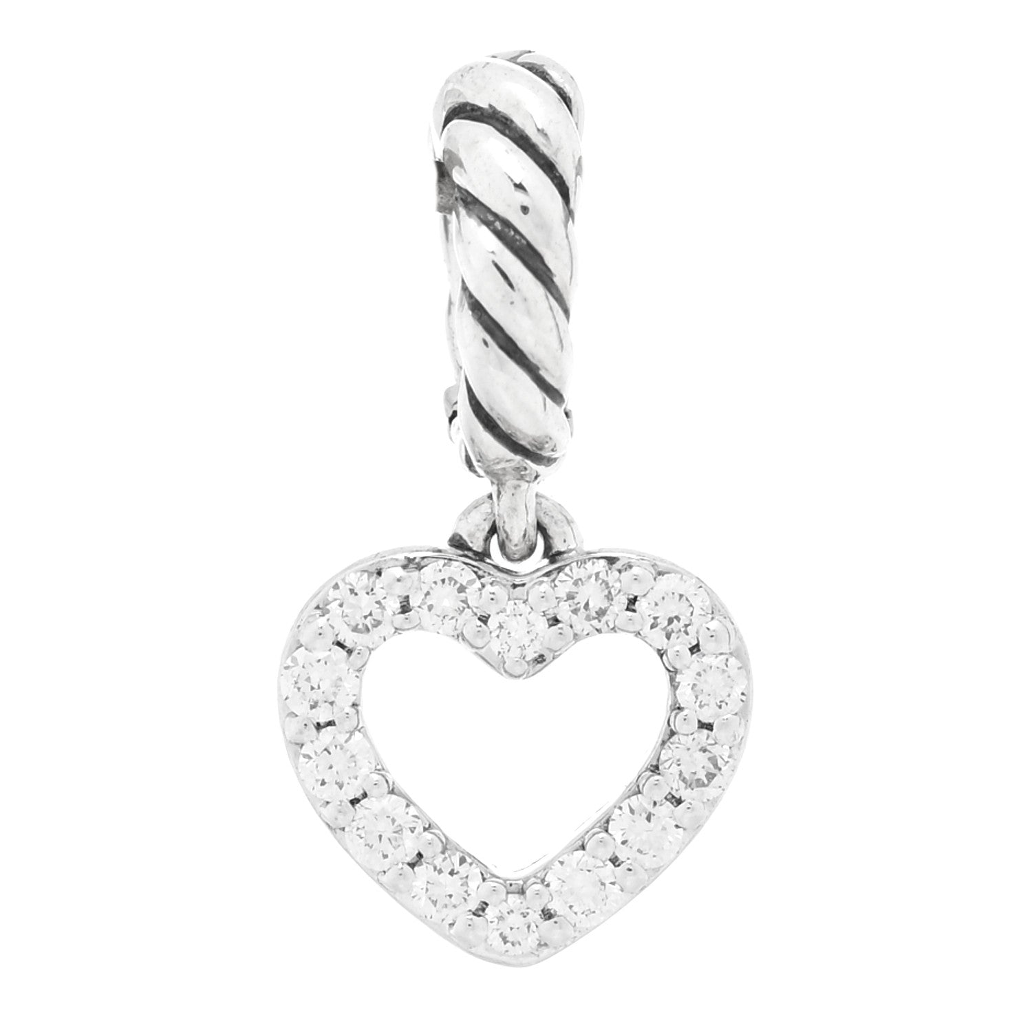 David Yurman Sterling Silver Diamond Micro Pave Open Heart Amulet Pendant 1 of 4