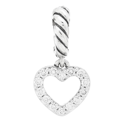 David Yurman Sterling Silver Diamond Micro Pave Open Heart Amulet Pendant 1 of 4