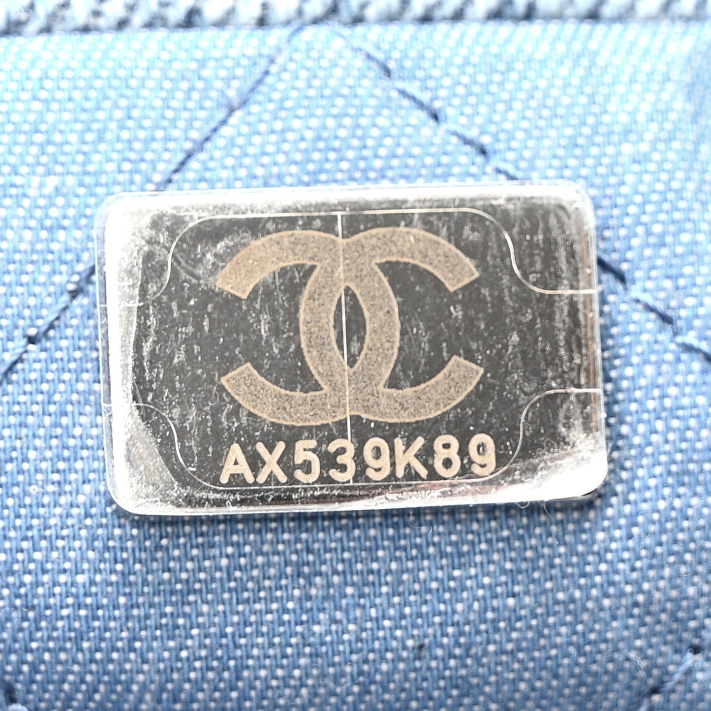 Denim Quilted Small Chanel 22 Blue
