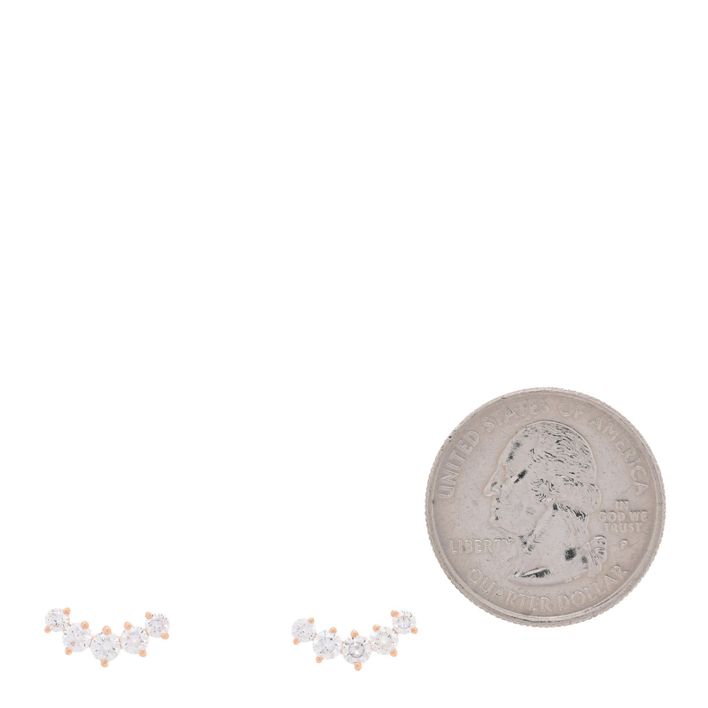 18K Rose Gold Diamond Arc Stud Earrings