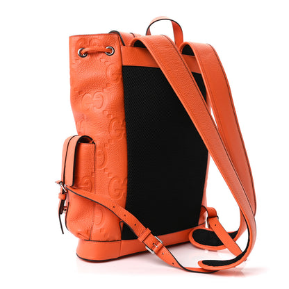 Gucci Piuma Calfskin Jumbo GG Embossed Double Buckle Backpack Good Orange 2 of 9