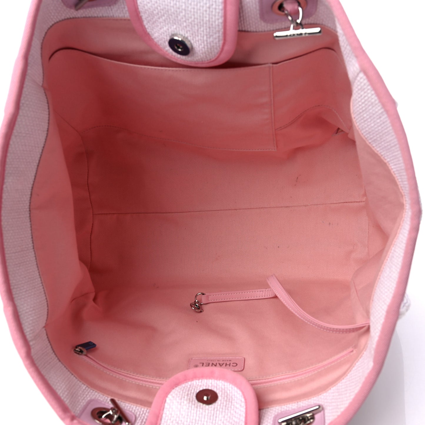 Woven Straw Raffia Medium Deauville Tote Pink