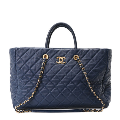 Chanel Caviar Quilted Large Coco Handle Shopping Tote Navy 1 of 11