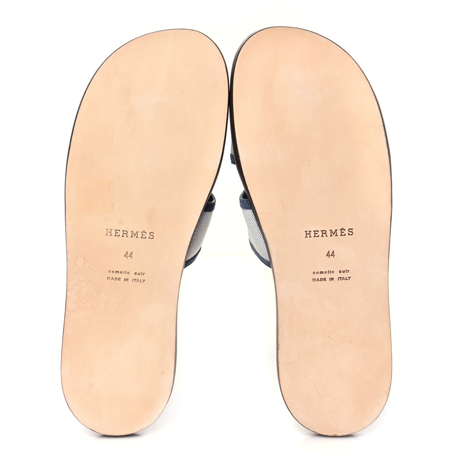 Hermes Canvas Suede Goatskin Mens Izmir Sandals 44 Bleu Bleu Celeste 5 of 8