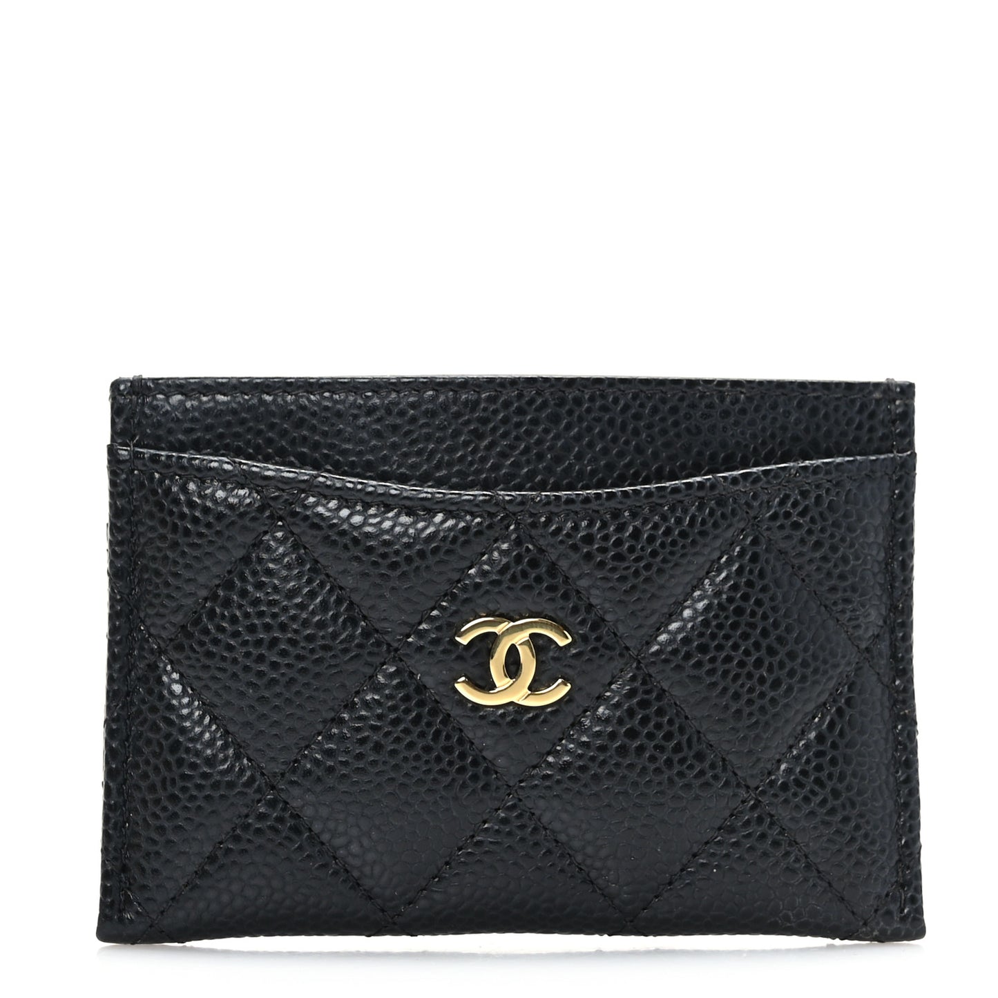 Caviar Quilted Card Holder Black