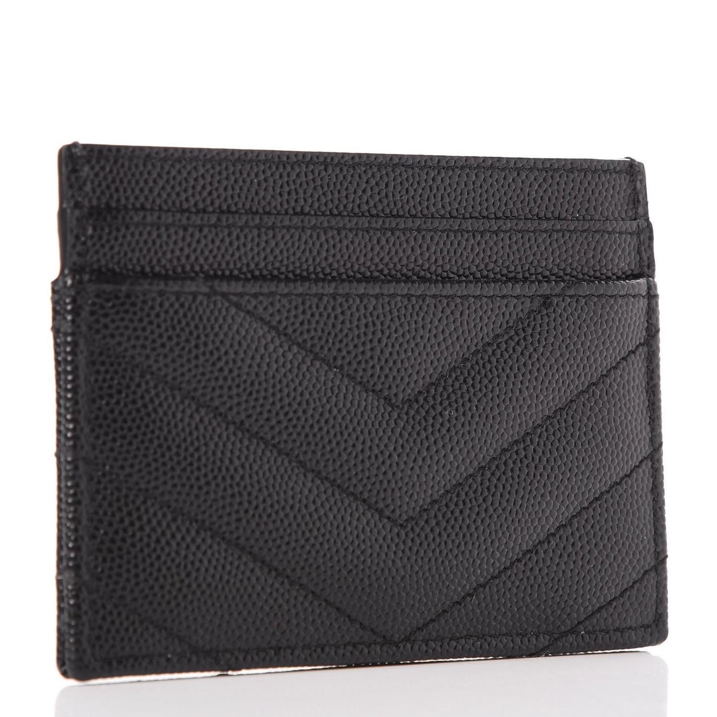 Grain De Poudre Matelasse Chevron Monogram Credit Card Case Black