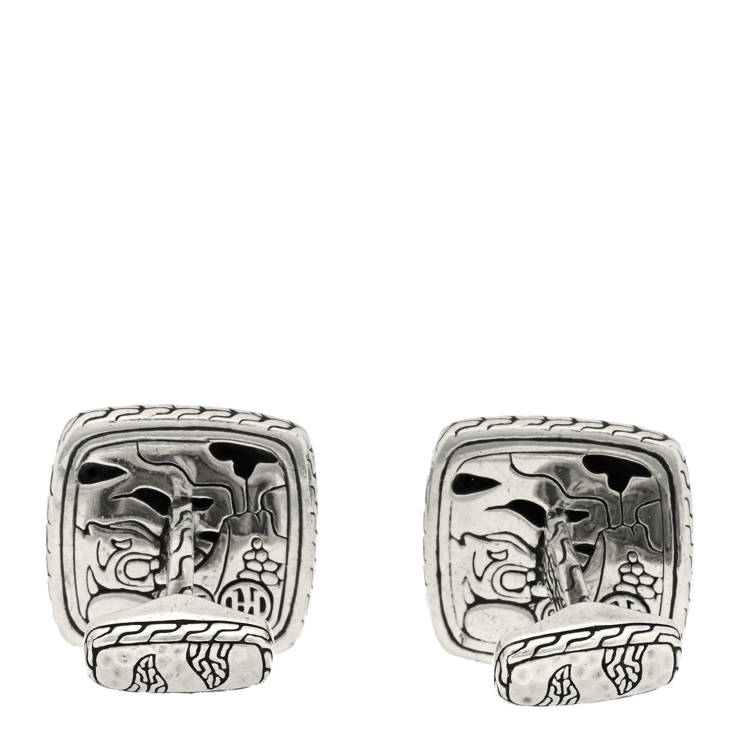 John Hardy Sterling Silver Black Sapphire Macan Cufflinks 3 of 4