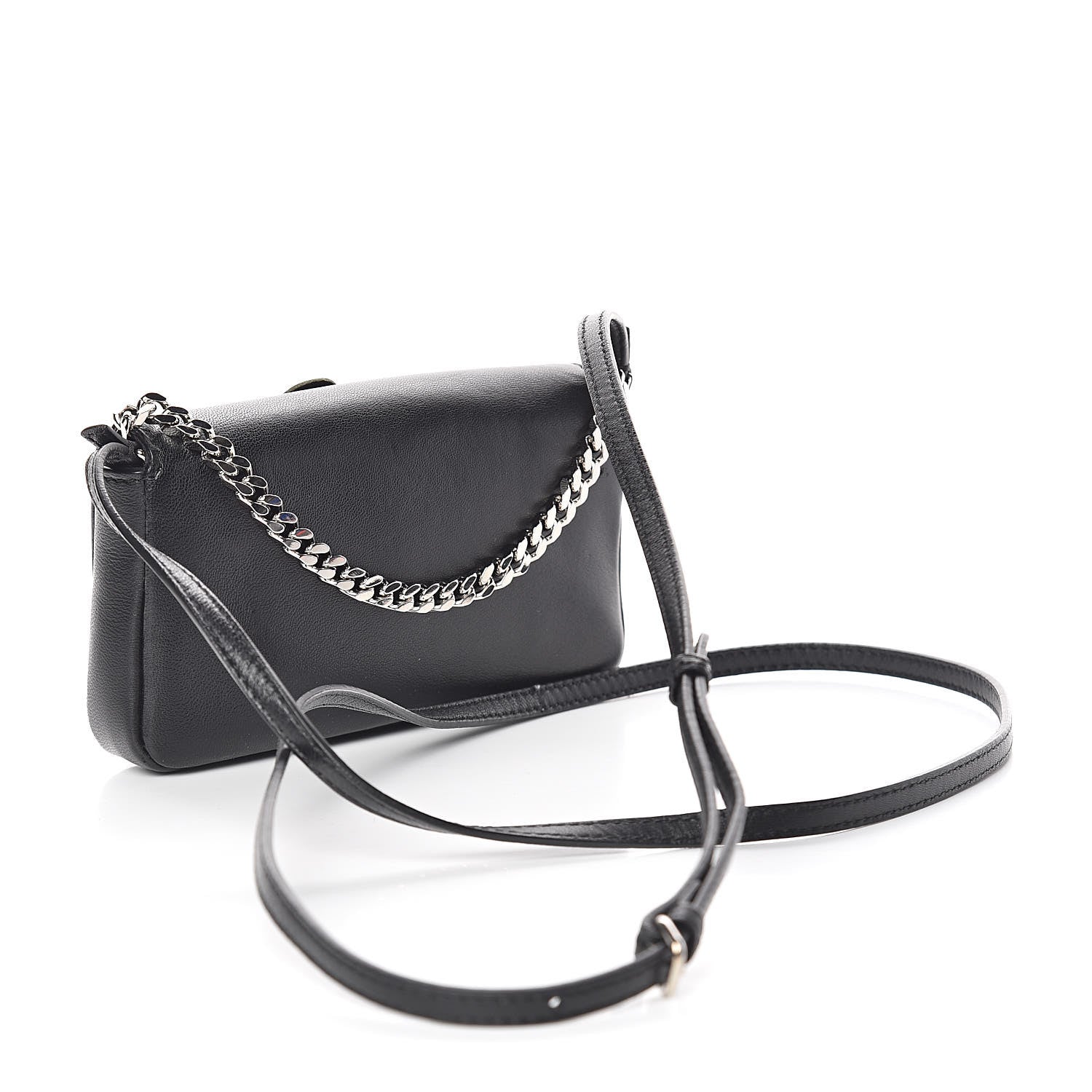 Fendi Shiny Nappa Rabbit Fur Crystal Flowerland Micro Buggie Baguette Black Mojito Multicolor 3 of 13