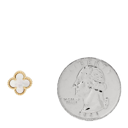 Van Cleef & Arpels 18K Yellow Gold Mother of Pearl Sweet Alhambra Single Earrings 2 of 4