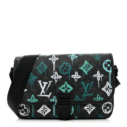 Louis Vuitton Monogram Eclipse LV Graffiti Archy Messenger MM Green Lights 1 of 9