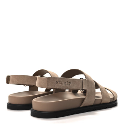 Hermes Suede Goatskin Womens Genius Sandals 38.5 Beige Argile 4 of 9