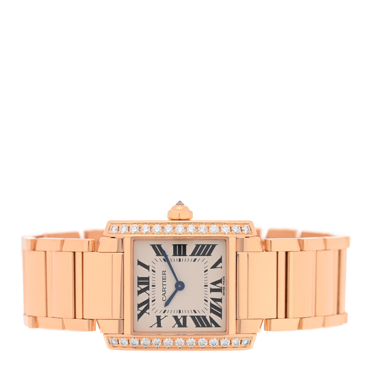 Cartier 18K Pink Gold Diamond Bezel 25mm Tank Francaise Quartz Watch 2 of 5