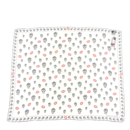 Alexander McQueen Silk Skull Kisses Scarf Black White 1 of 4