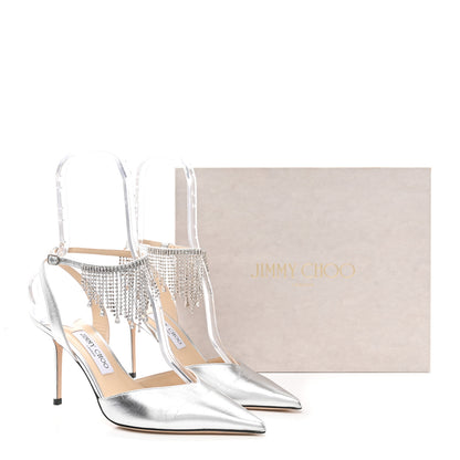 Jimmy Choo Metallic Calfskin Birtie 85 Pumps 40 Silver 9 of 9