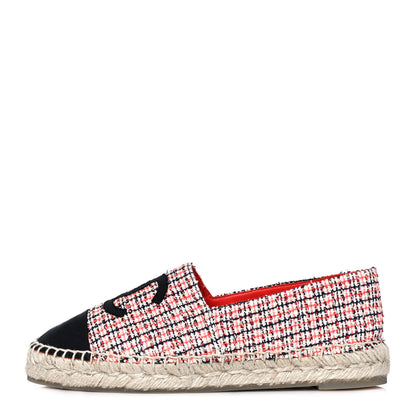 Chanel Tweed Grosgrain CC Espadrilles 36 Red Black White 1 of 10