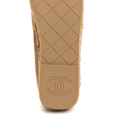 Chanel Corduroy Grosgrain Cap Toe CC Espadrille Flats 38 Dark Beige Black 8 of 10