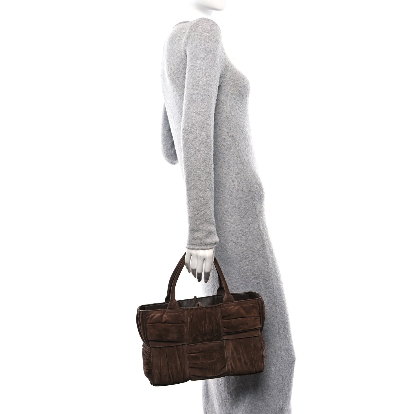 Suede Foulard Intrecciato Small Arco Tote Brownie