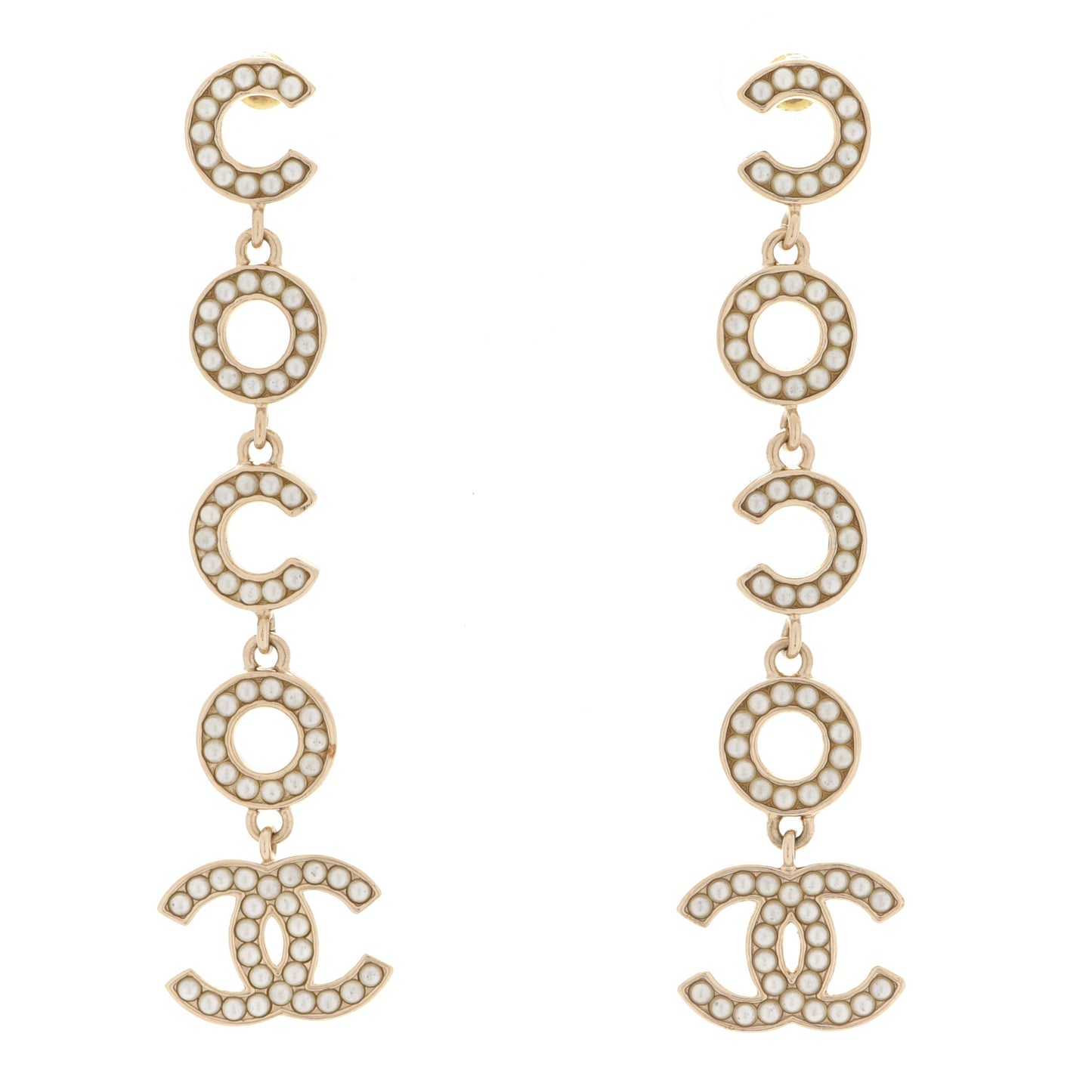 Pearl Coco Drop Earrings Gold