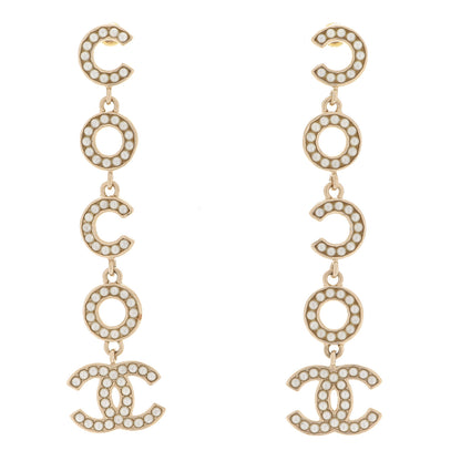 Chanel Pearl Coco Drop Earrings Gold 1 of 5