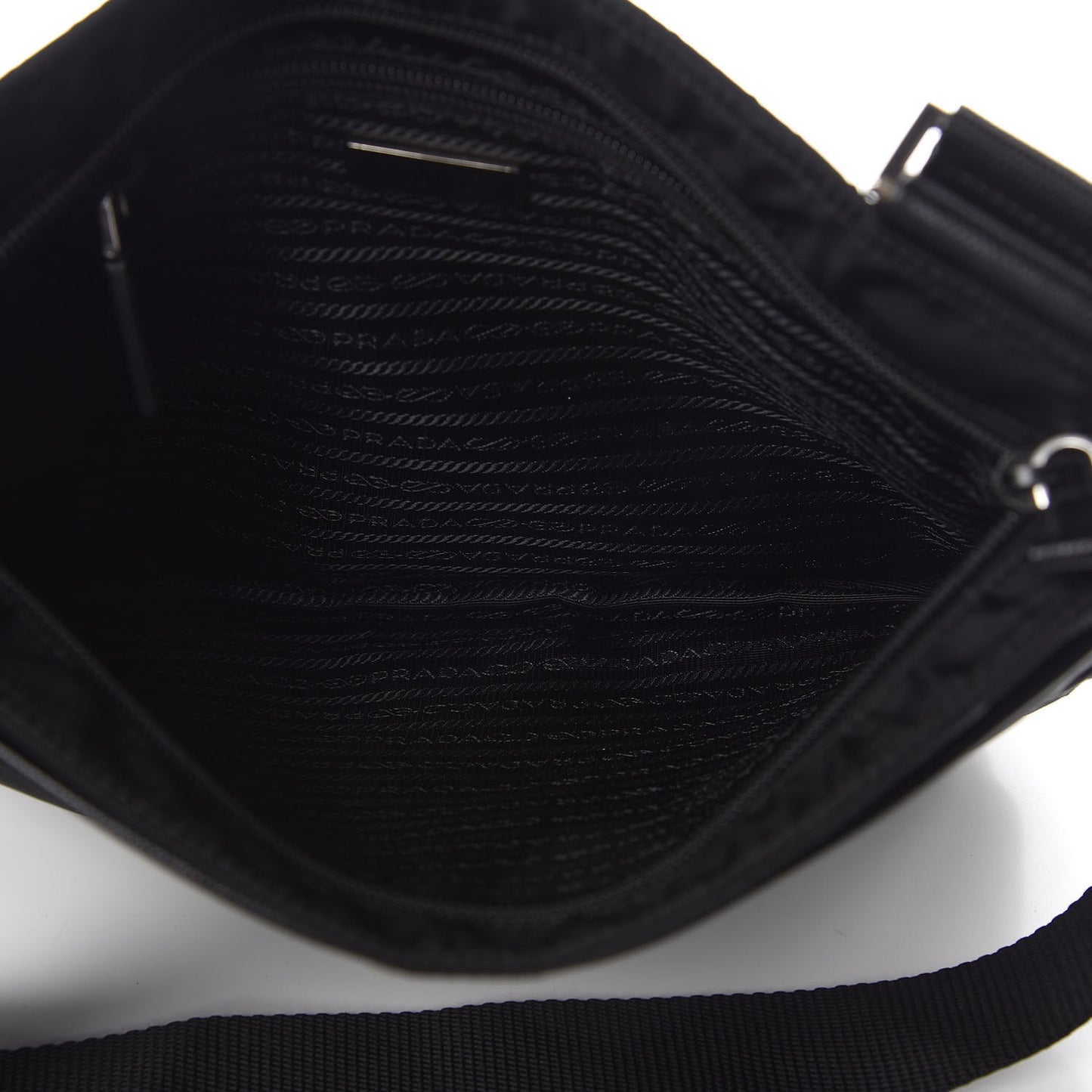 Nylon Flat Messenger Bag Black