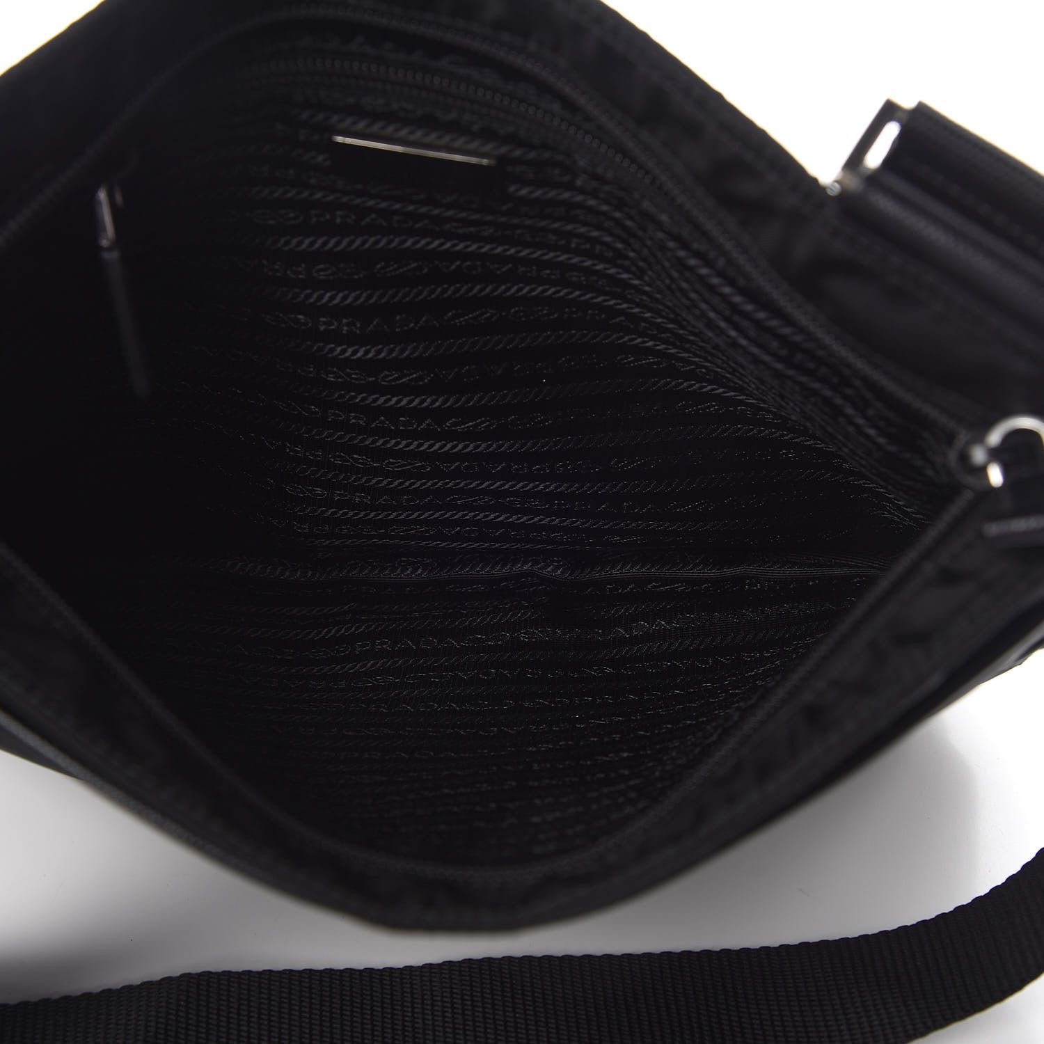 Prada Nylon Flat Messenger Bag Black 5 of 9