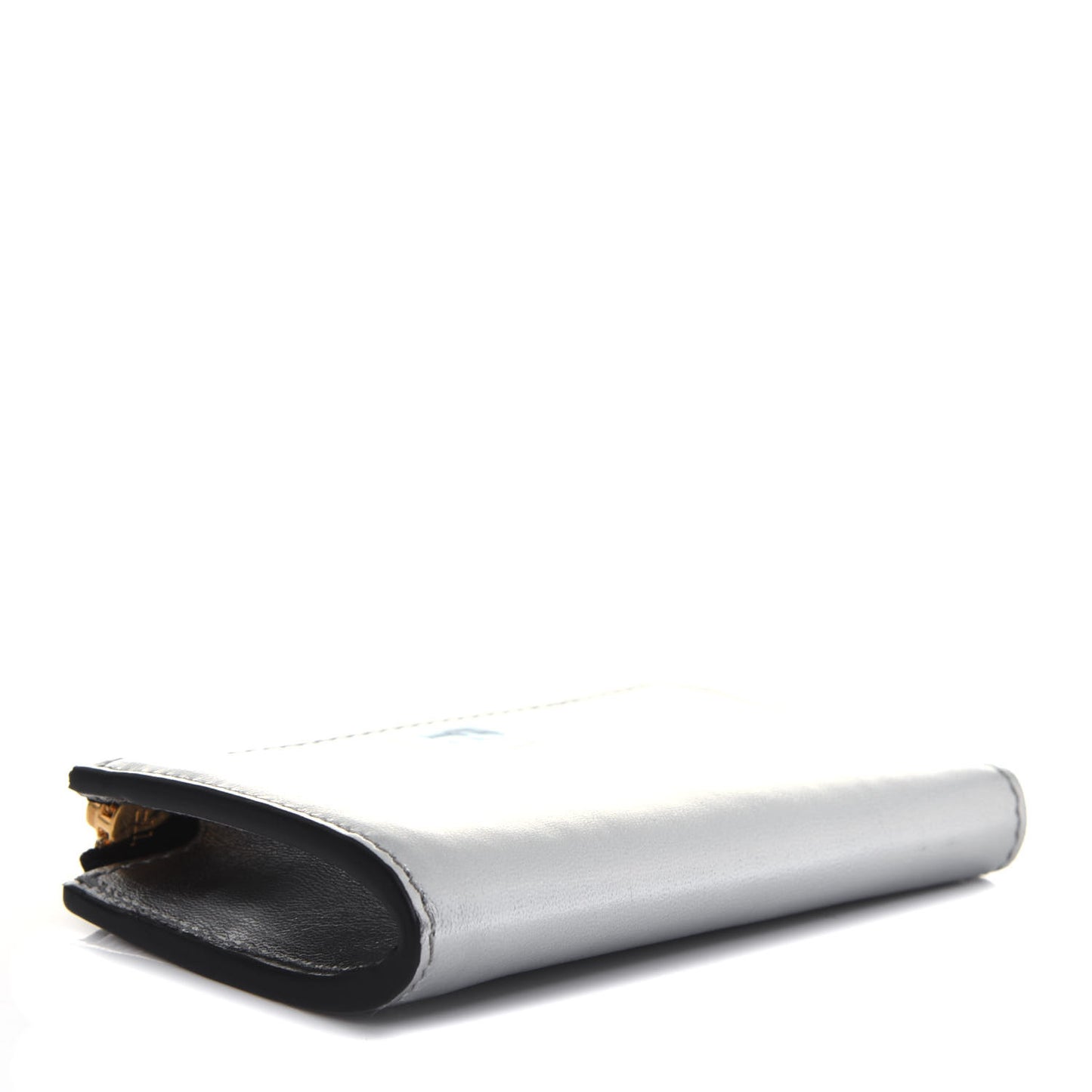 Metallic Calfskin Key Pouch Silver