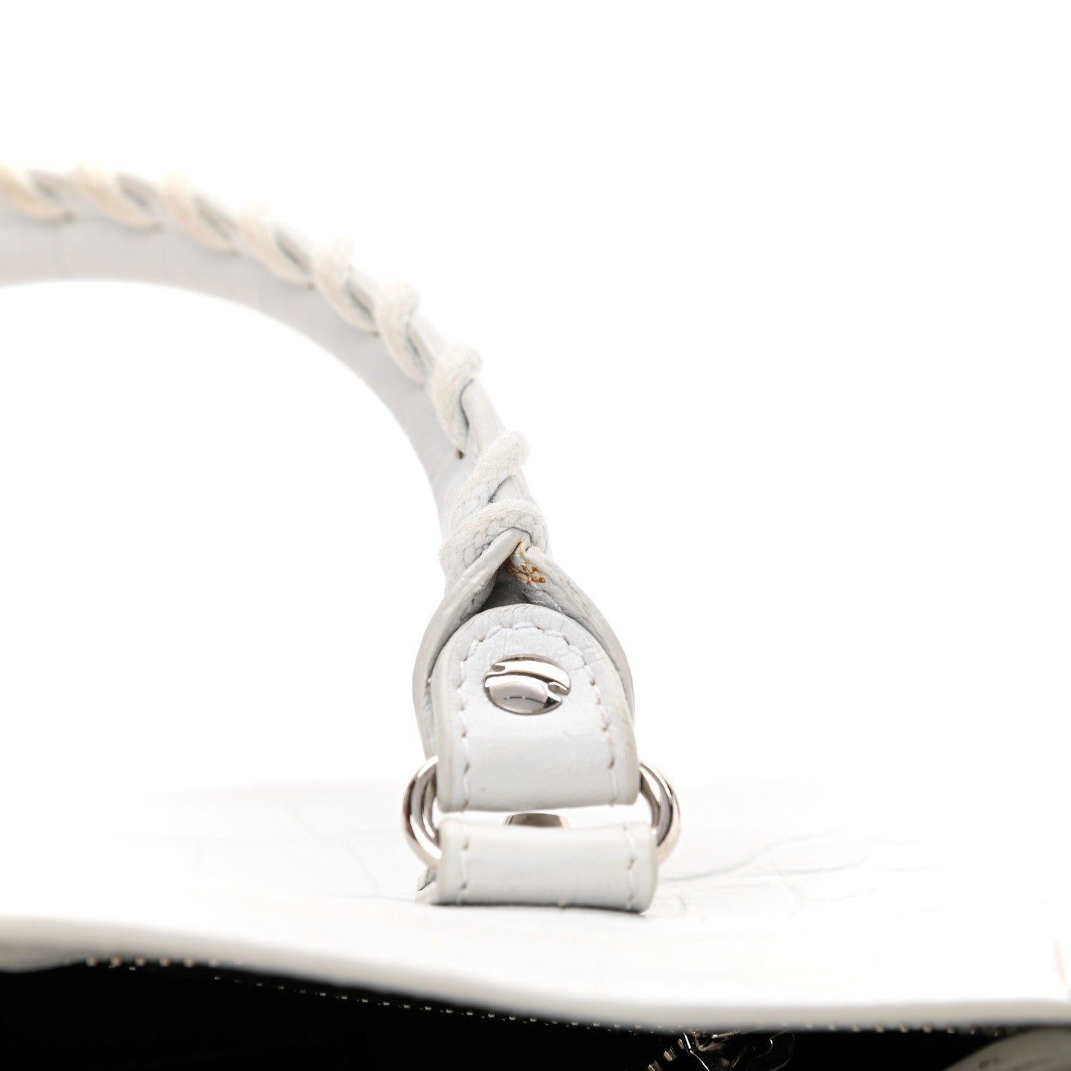 Balenciaga Matte Supple Lambskin Crocodile Embossed Classic Silver Hardware S City White 10 of 16