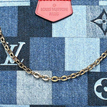 Louis Vuitton Denim Damier Monogram Patchwork Multi Pochette Accessories Blue Rouge 11 of 18
