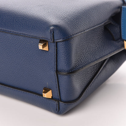 MCM Grained Calfskin Mini Milla Tote Navy 15 of 19