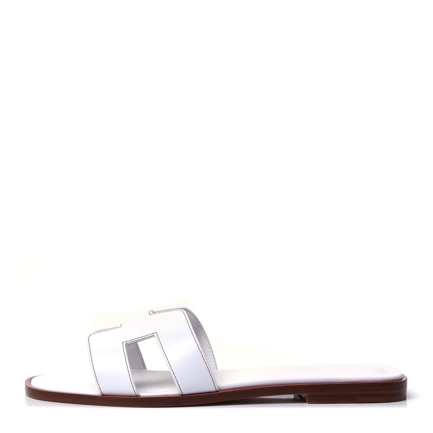 Hermes Box Calfskin Oran Sandals 37.5 White 1 of 10