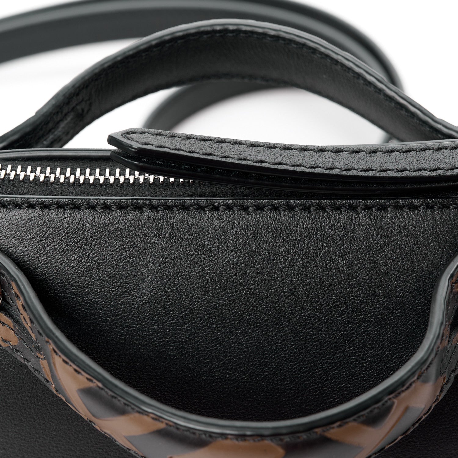 Fendi Vitello Dolce Bi-Color FF 1974 Embossed Mini By The Way Boston Bag Black Maya 13 of 13