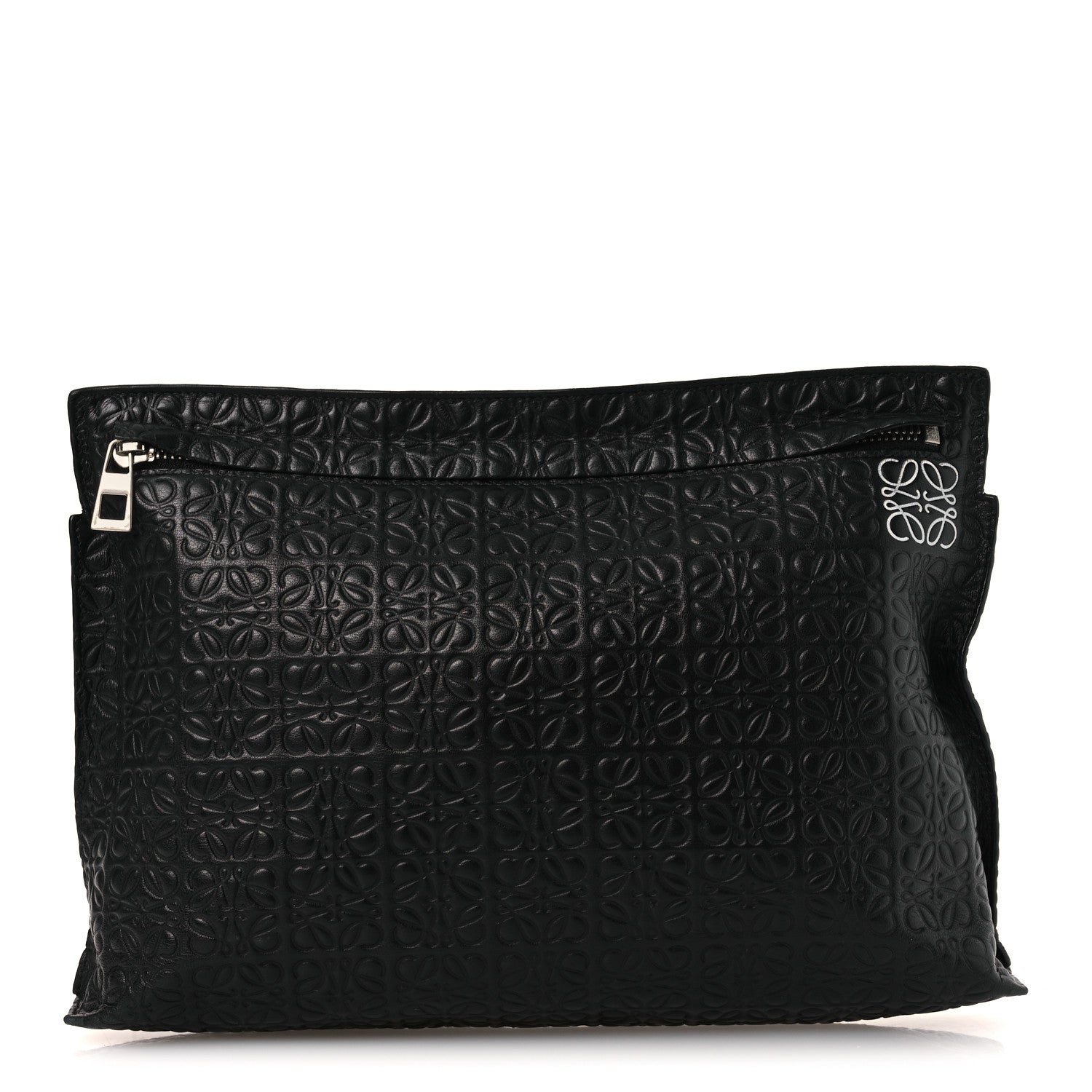 Loewe Calfskin Embossed Repeat T Pouch Black 1 of 11