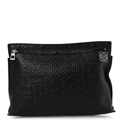 Loewe Calfskin Embossed Repeat T Pouch Black 1 of 11