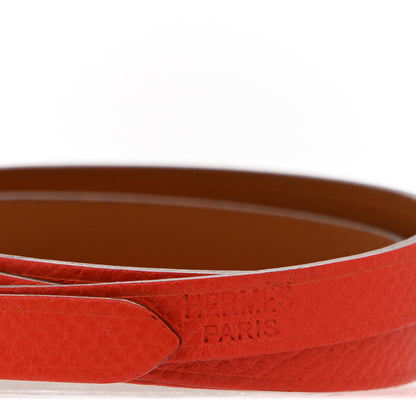 Hermes Epsom Hapi 3 MM Triple Tour Wrap Bracelet M Orange Poppy 4 of 7