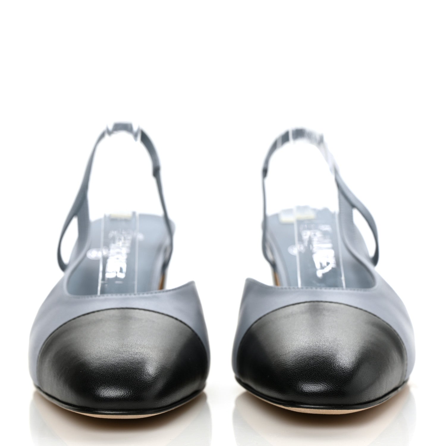 Chanel Lambskin Grosgrain Cap Toe CC Slingback Pumps 39 Black 2 of 9