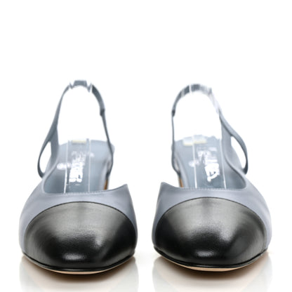 Chanel Lambskin Grosgrain Cap Toe CC Slingback Pumps 39 Black 2 of 9