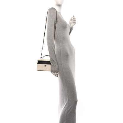 Chanel Boucle Calfskin Top Handle Slim Vanity Case With Chain Ecru Black 2 of 10