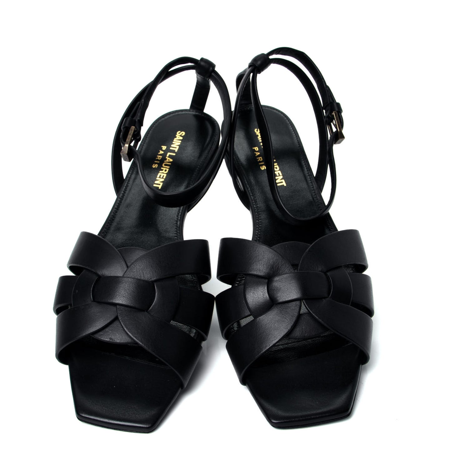 Calfskin Tribute 05 Ankle Strap Flat Sandals 37.5 Black