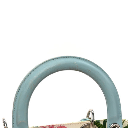 Christian Dior Canvas Cannage Floral Print Medium Lady Dior White Multicolor 12 of 19