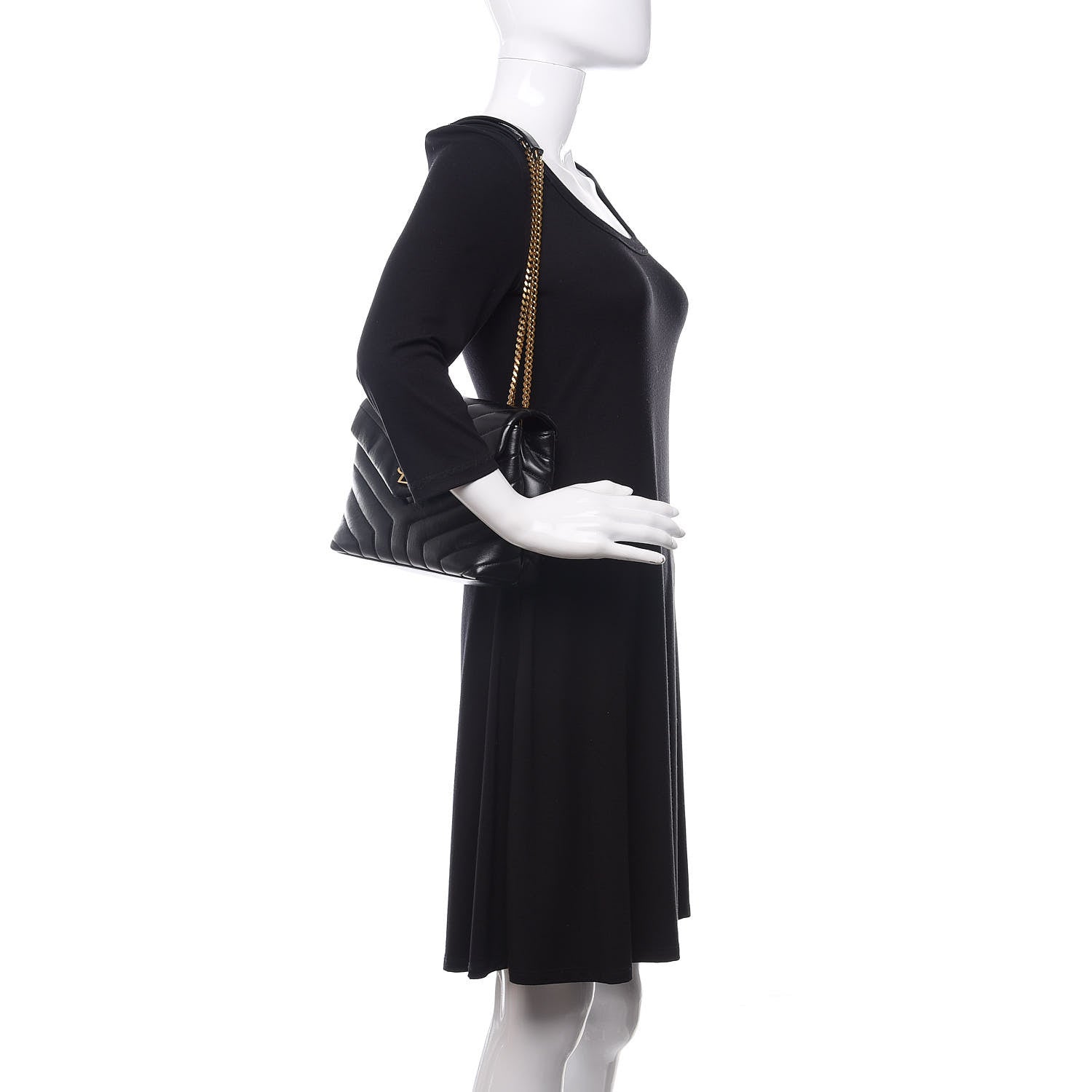 Saint Laurent Calfskin Y Quilted Monogram Small Loulou Chain Satchel Black 2 of 10