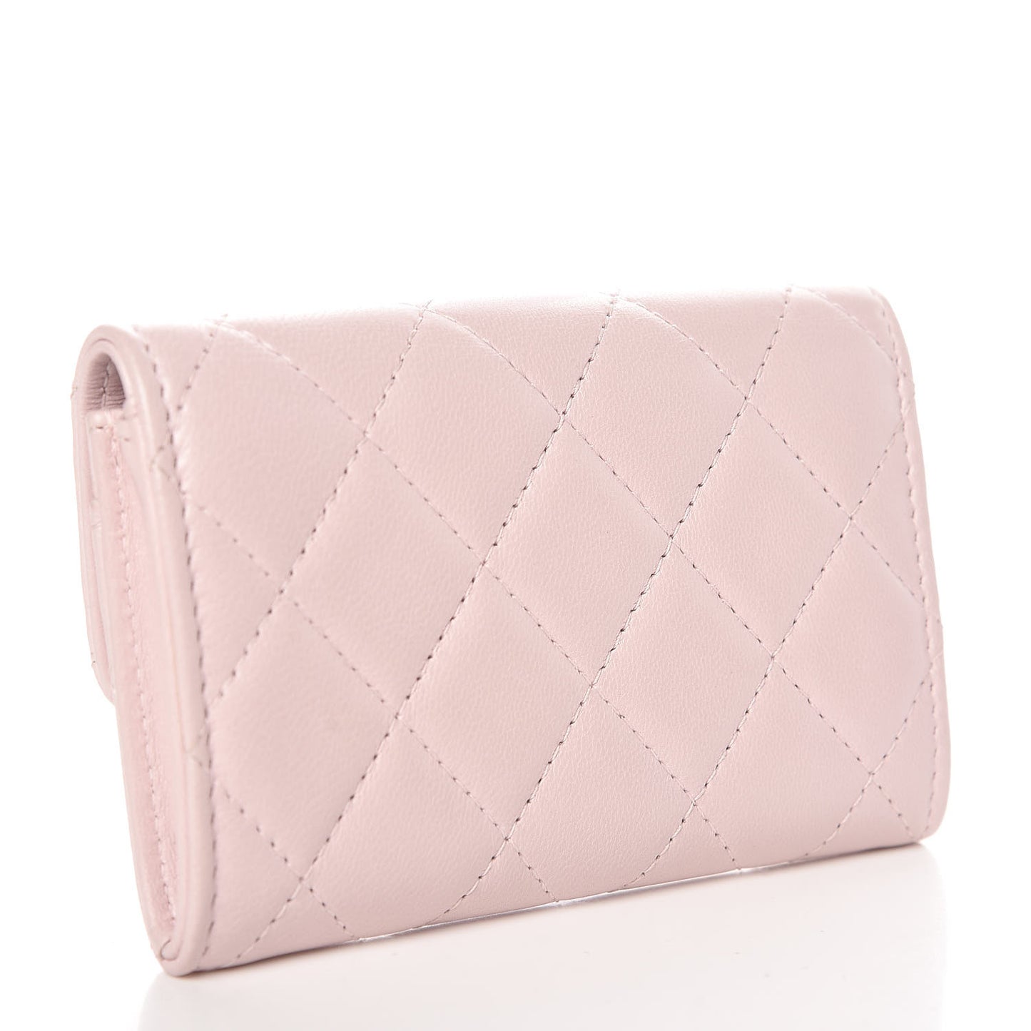 Lambskin Quilted Card Holder Light Pink