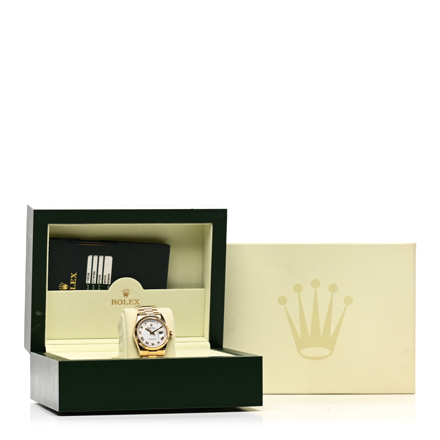18K Yellow Gold 36mm Oyster Perpetual Day-Date President Watch White Roman 118238