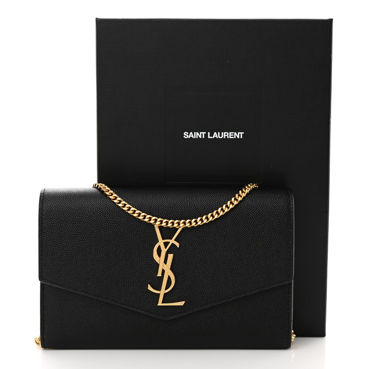 Saint Laurent Grain de Poudre Uptown Chain Wallet Black 14 of 14