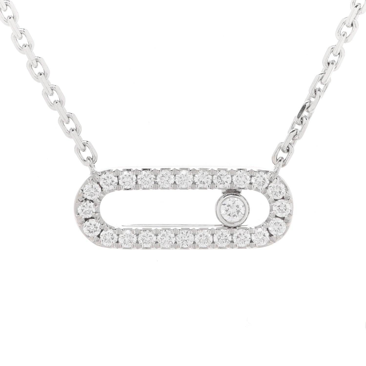 Messika 18K White Gold Diamond 2 Row Move Uno Pave Necklace 5 of 9
