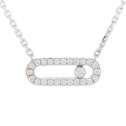 Messika 18K White Gold Diamond 2 Row Move Uno Pave Necklace 5 of 9