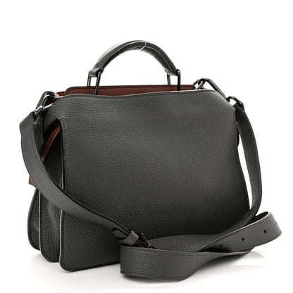 Fendi Cuoio Romano Vitello Cover Glazed Fabric Bi-Color FF 1974 Mini Peekaboo I SEE U Satchel Asfalto Praline Tobacco Moro 3 of 11