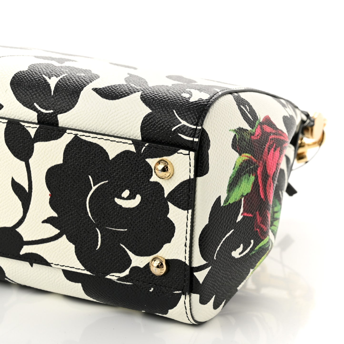 Dauphine Floral Print Medium Miss Sicily Satchel Black White