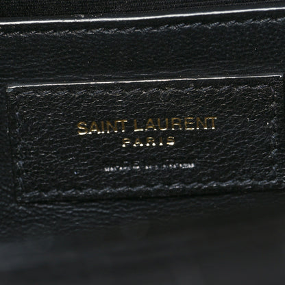 Saint Laurent Calfskin Crocodile Embossed Medium Classic Monogram Kate Tassel Satchel Black 7 of 10