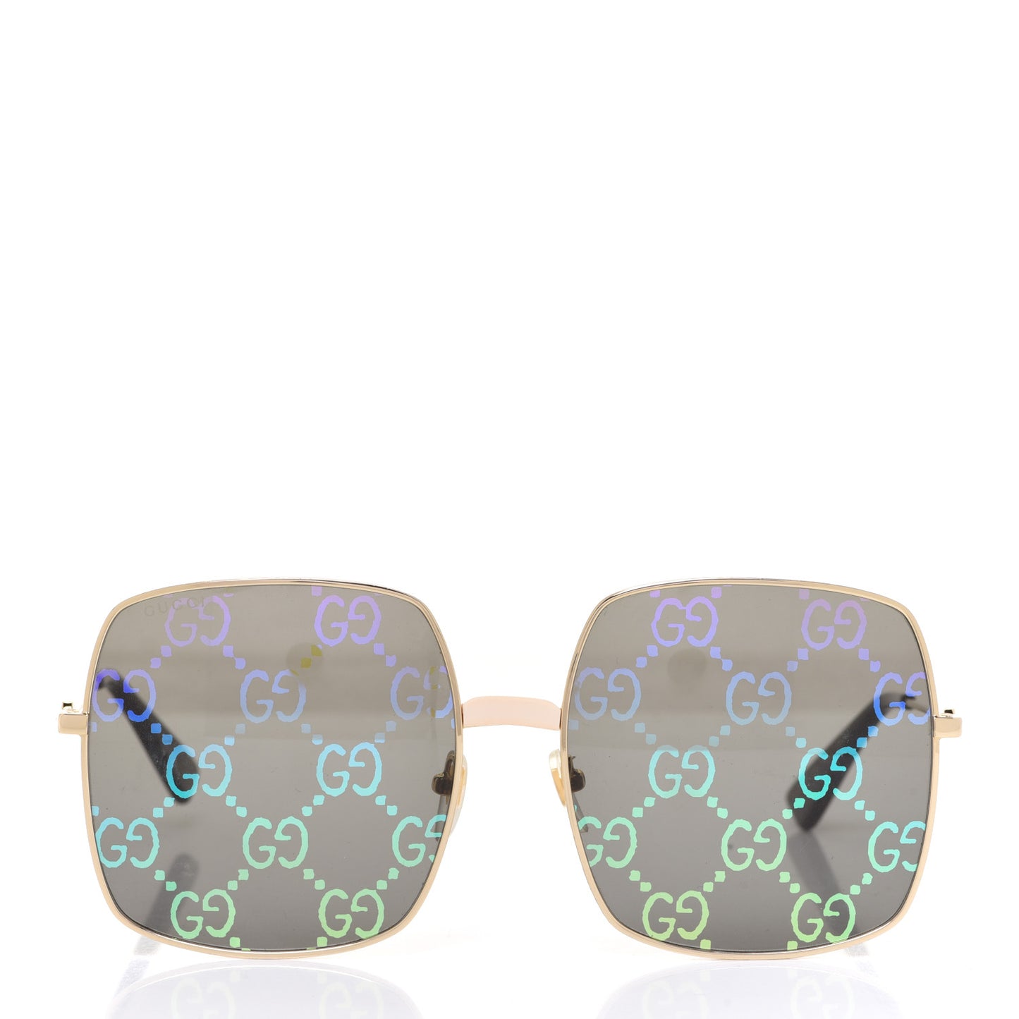 Metal Rectangular Frame Sunglasses GG0414S Gold Multicolor