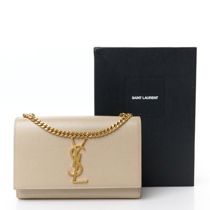 Saint Laurent Grain De Poudre Small Monogram Kate Satchel Sea Salt 12 of 12